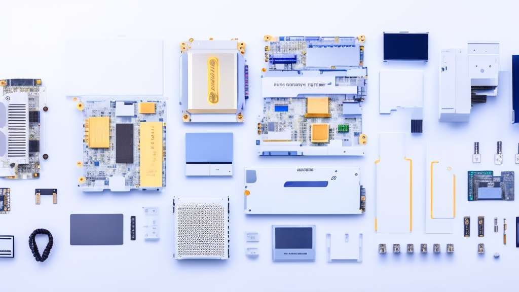 Gaming PC alkatrészek tiszta fehér felületen processzor videokártya RAM NVMe SSD tápegység alaplap professzionális termékfotó stílusban