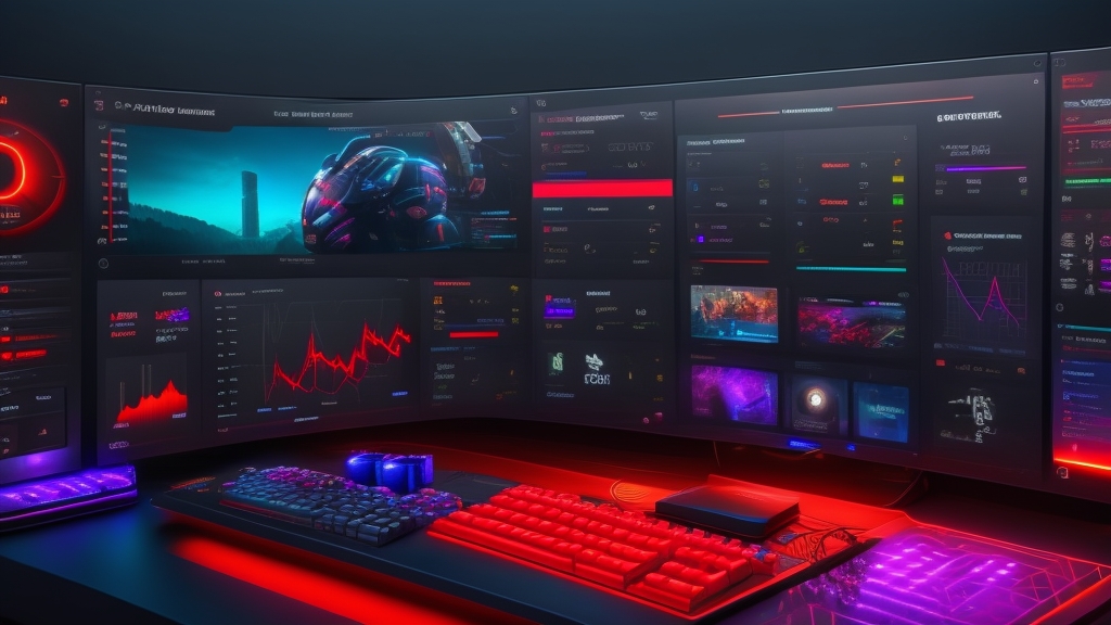 Gaming teljesítmény monitorozó dashboard FPS számlálóval GPU és CPU használat grafikonokkal gaming monitoron